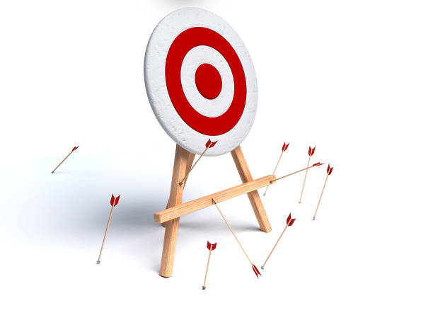 arrows missing target 3d render of multiple arrows missing target failure stock pictures, royalty-free photos & images