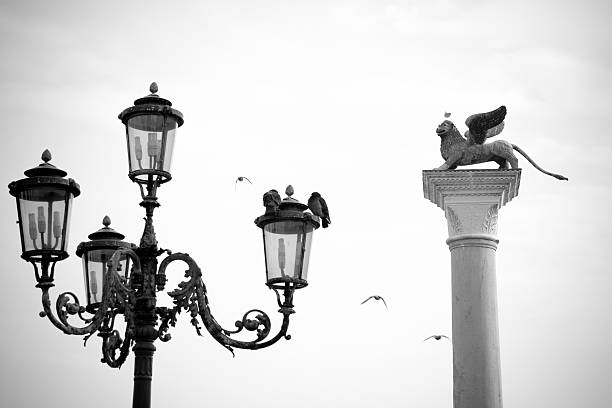 istock venice,leon monument with street lamp and birds 152149740