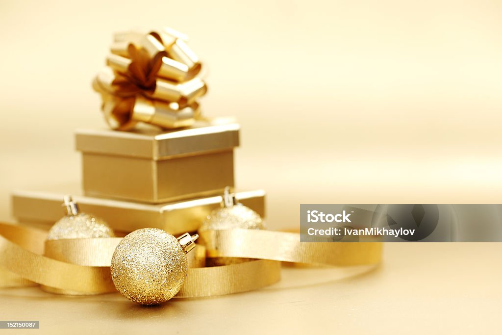 christmas card golden christmas card Box - Container Stock Photo