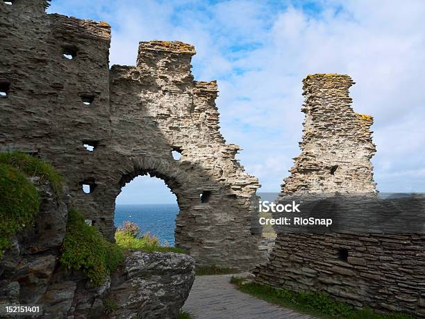 Tintagel Castle Ruins Stock Photo - Download Image Now - Tintagel, King Arthur - British Legend, Castle