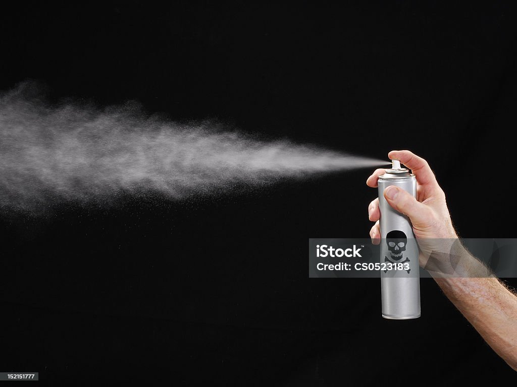 Ozone wars. Toxic aerosol being sprayed. Poisonous Stock Photo