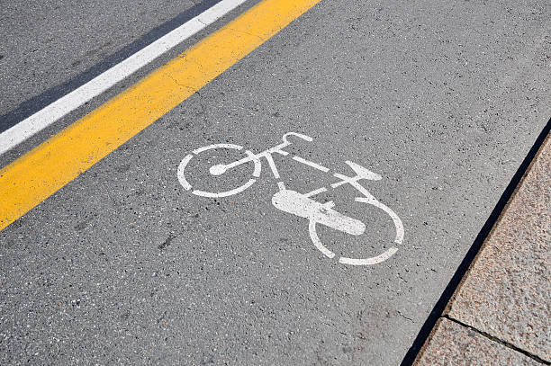 istock White bicycle sign painted on a street 152151817