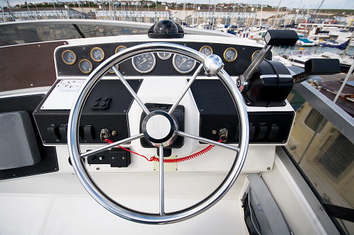 Yacht Instrument Panel in Cockpit.