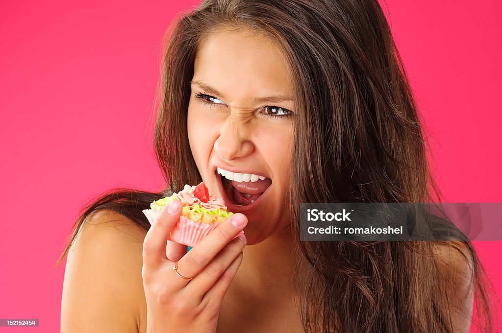 Girl and the cake series Cute young girl wanted tasty cake badly 20-29 Years Stock Photo