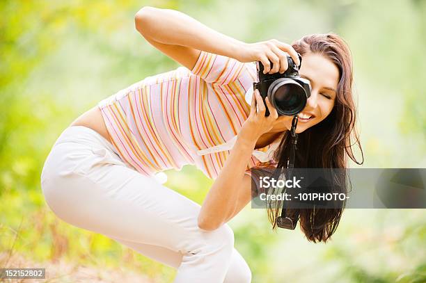 Beautiful Girl With Camera Stock Photo - Download Image Now - Adult, Adults Only, Backgrounds