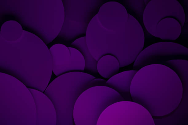 istock Rich saturated deep purple gradient abstract background of fly paper circles pattern of different size, top view, backdrop for advertising, design, card, poster, flyer, text, in luxury fashion style. 1521532447