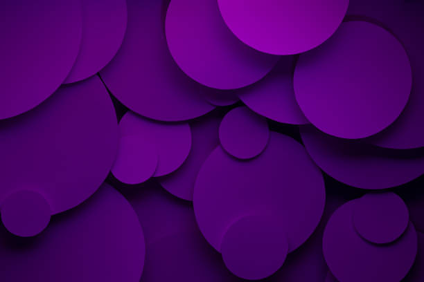 istock Deep purple abstract background of fly paper circles different size, shadow, top view, backdrop for advertising, design, card, poster, flyer, text, luxury modern disco fashion party geometric style. 1521532451