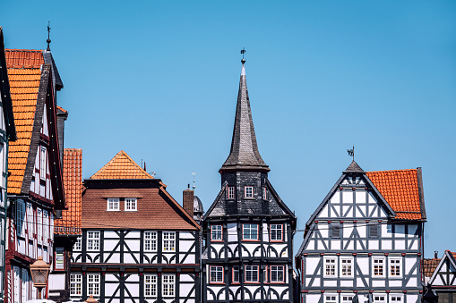 Houses on Market square (Marktplatz), Medieval city centre, old timber-framed houses, Fritzlar, Germany
