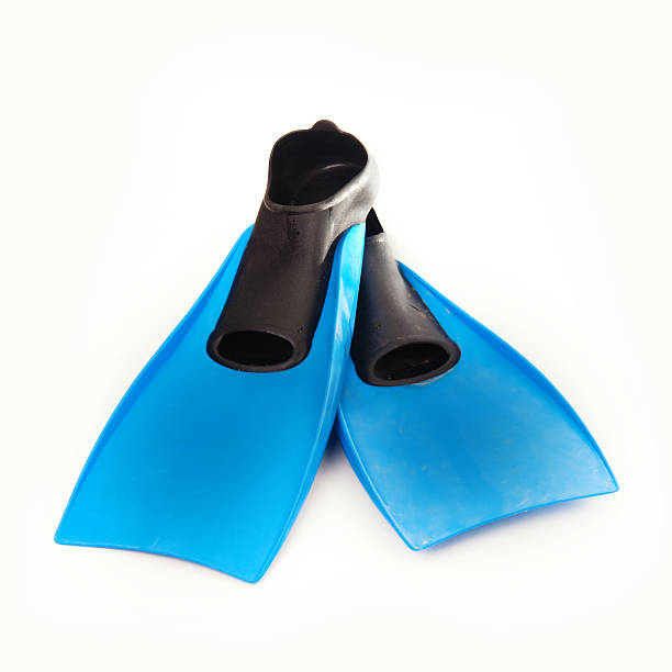 istock Blue flippers isolated against white background 152154375