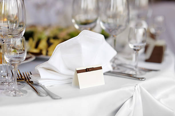 istock Place card on the white festive table 152154420