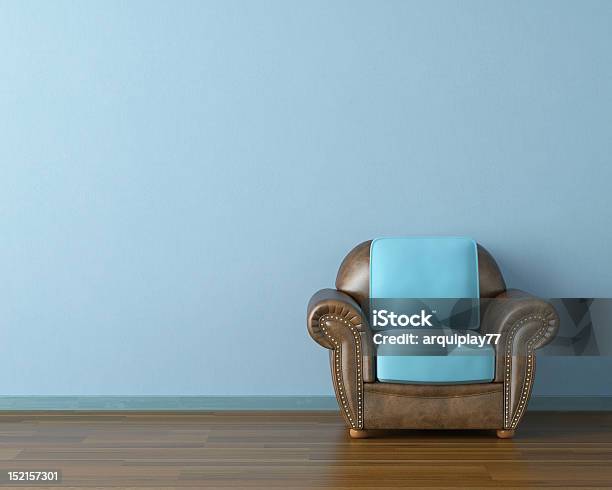 Blue Interior With Couch Stock Photo - Download Image Now - Armchair, Backgrounds, Blue