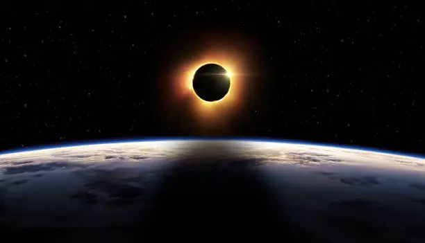 Photo of Total solar eclipse. The Moon covers the Sun