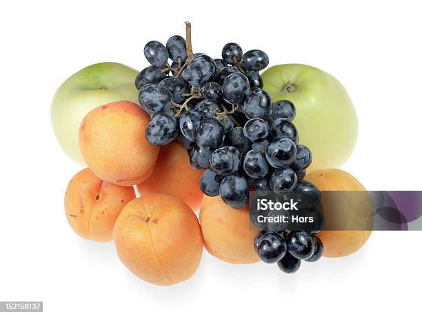 Fruit On A White Background Stock Photo - Download Image Now - Apple - Fruit, Apricot, Black Color