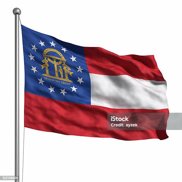 Bandeira Da Geórgia Isolado - Fotografias de stock e mais imagens de Bandeira Estatal Americana - Bandeira Estatal Americana, Geórgia - Sul dos Estados Unidos, Bandeira