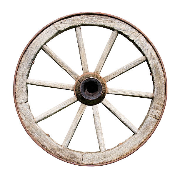 istock Old Traditional Wooden Wheel Isolated on White 152159149