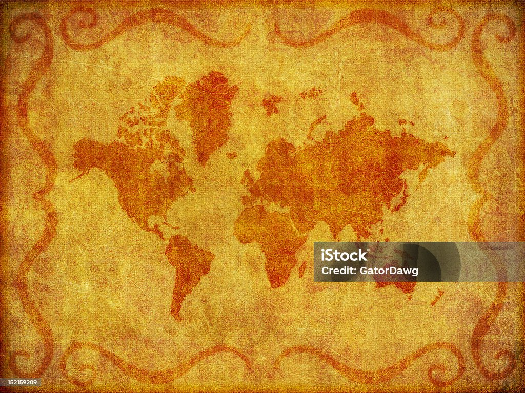 Старый, гранж Карта мира иллюстрация - Стоковые фото Антиквариат роялти-фри