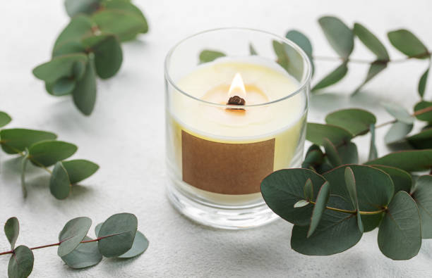 istock Aroma candle and eucalyptus leaves 1521593009