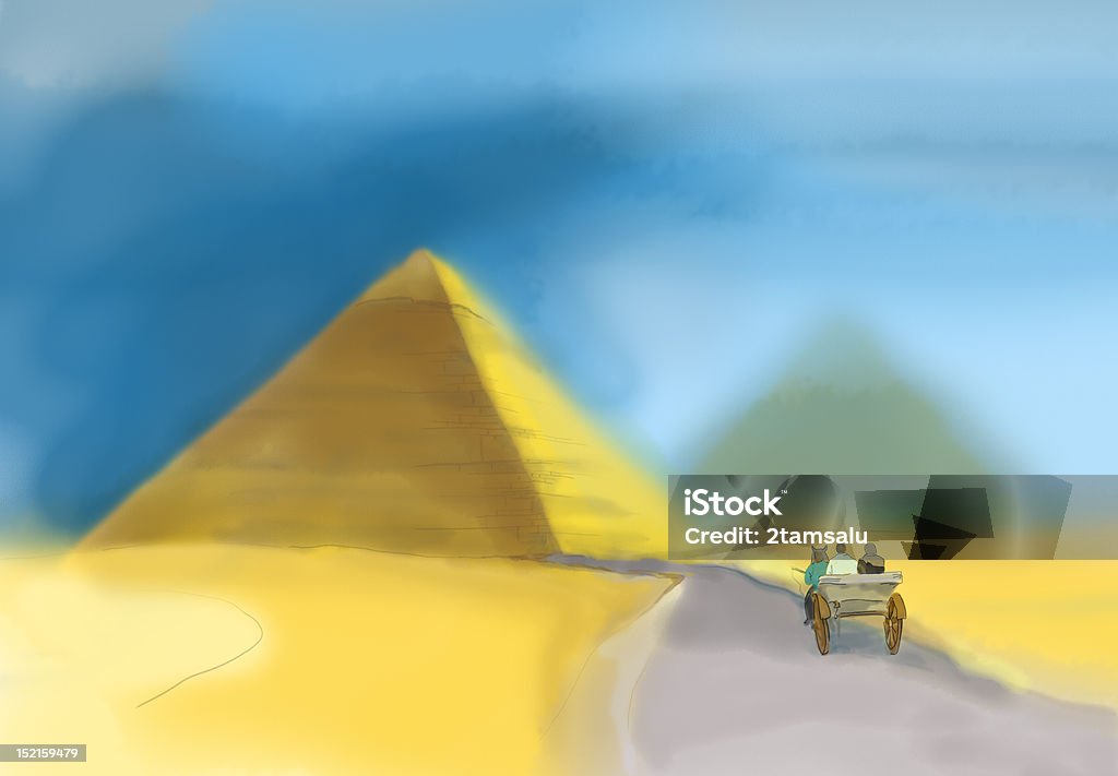 Aquarelle d'une pyramide de Gizeh - Photo de Aquarelle libre de droits