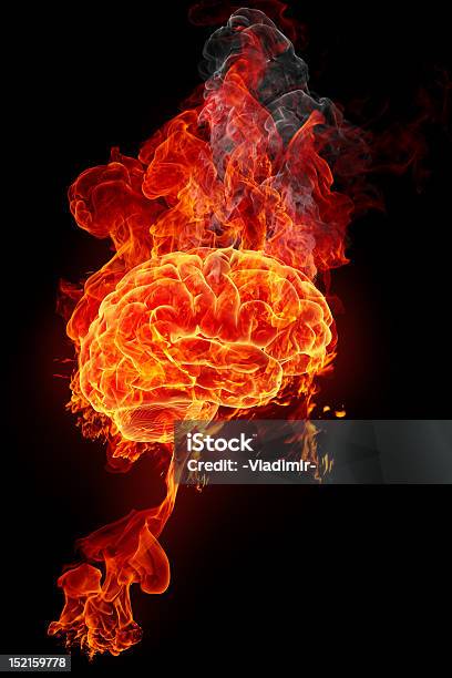 Burning Brain Stock Photo - Download Image Now - Fire - Natural Phenomenon, Smoke - Physical Structure, Flame