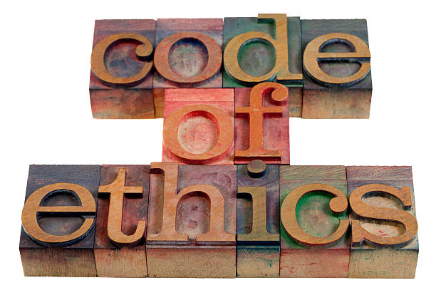 istock Wooden lettered stamp blocks forming the word Code of Ethics 152159919