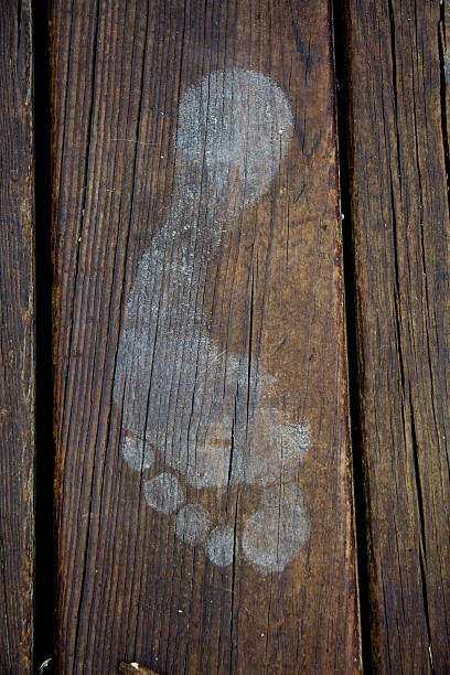 Footprint on a Deck stock photo