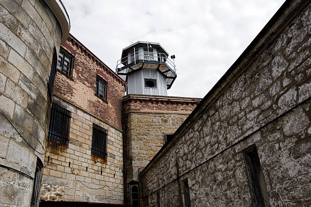 watchtower in a prison stock photo