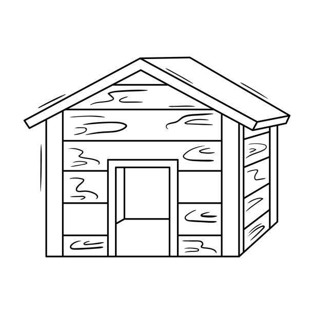 ilustrações de stock, clip art, desenhos animados e ícones de ouline vector illustration of dog house - in the dog house kennel house isolated