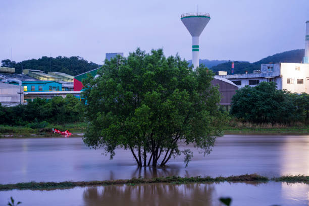 istock Rainy Season Flood Scenery in Anyang river, Korea 1521645062