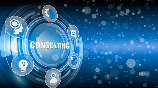 Business consulting concept on the virtual screen