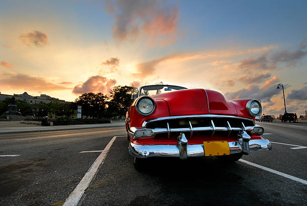 istock Red car in Havana sunset 152169527