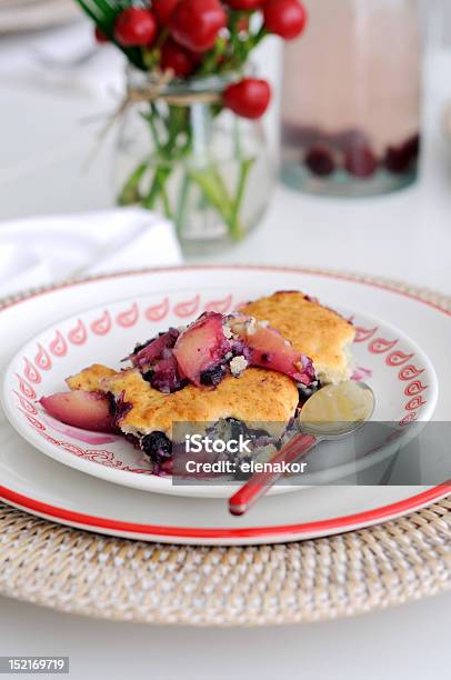 Homemade Peach And Blueberry Cobbler Stock Photo - Download Image Now - Baked, Baked Pastry Item, Berry Fruit