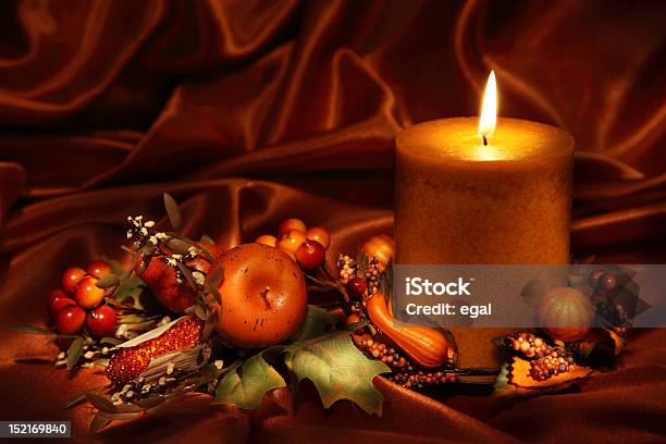 Autumn Candle Stock Photo - Download Image Now - Autumn, Black Color, Brown