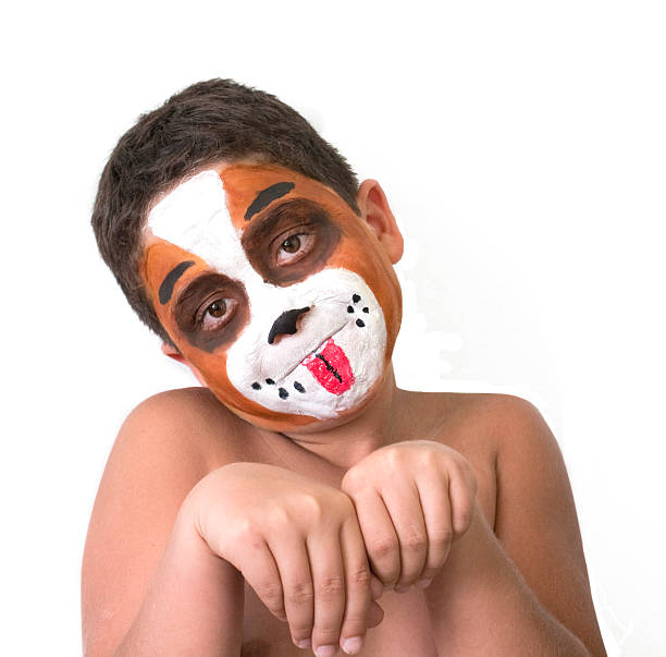 pittura facciale - face paint child animal little boys foto e immagini stock