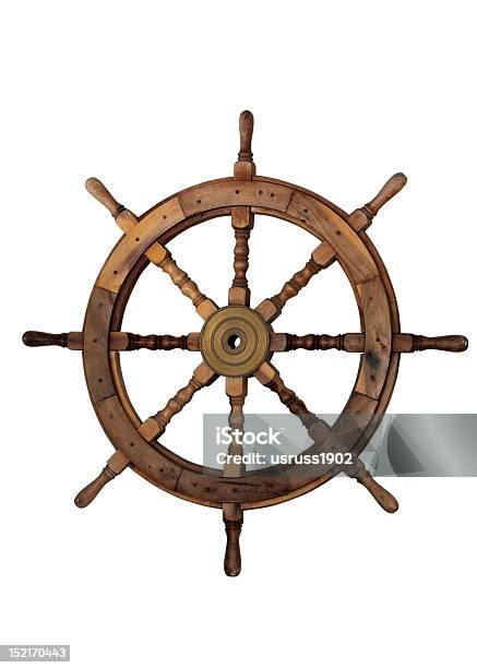 Sail Boat Helm On White Background Stock Photo - Download Image Now - Control, Cut Out, Helm - Nautical Vessel Part