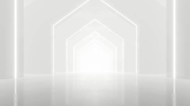 istock 3d rendering of white abstract sci-fi tunnel, Futuristic spaceship corridor. 1521705667