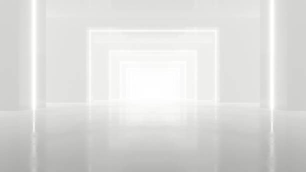 istock 3d rendering of white abstract sci-fi tunnel, Futuristic spaceship corridor. 1521705672