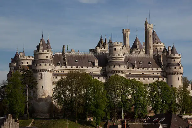 Big castle in Pierrefonds. A town in the north of France, near Paris