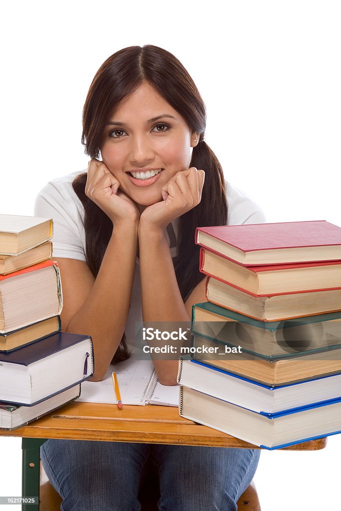 Freindly ispanica College studente con libri - Foto stock royalty-free di 16-17 anni