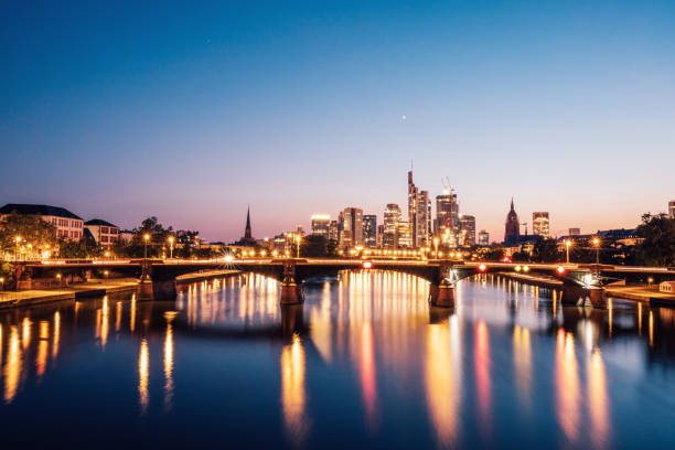 istock Frankfurt skyline at blue hour, Frankfurt am Main, Germany 1521713418