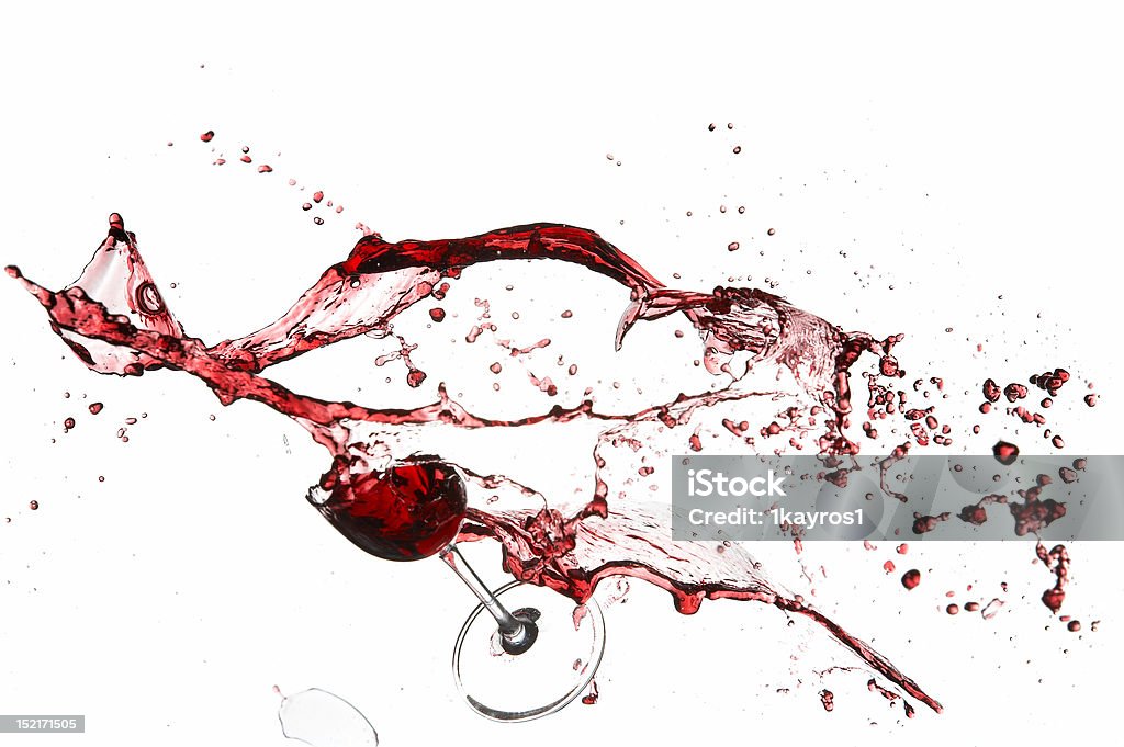 Explosão de um copo com vinho tinto, isolado no branco. - Royalty-free Copo de Vinho Foto de stock