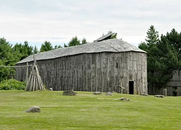  Summer scene at the Iroquoian Village, Southern Ontario, Canada.