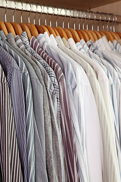istock Clothes hanger with man's shirts 152173175