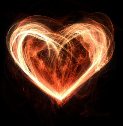 flames making a heart shape
