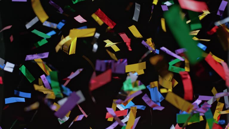 SLO MO LD Colourful confetti falling
