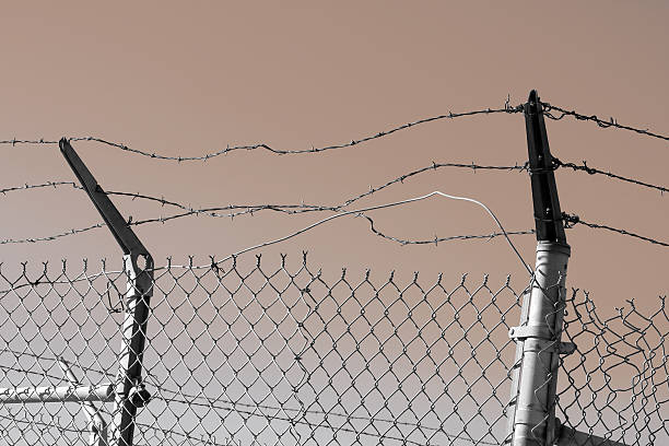 Old wire fence stock photo