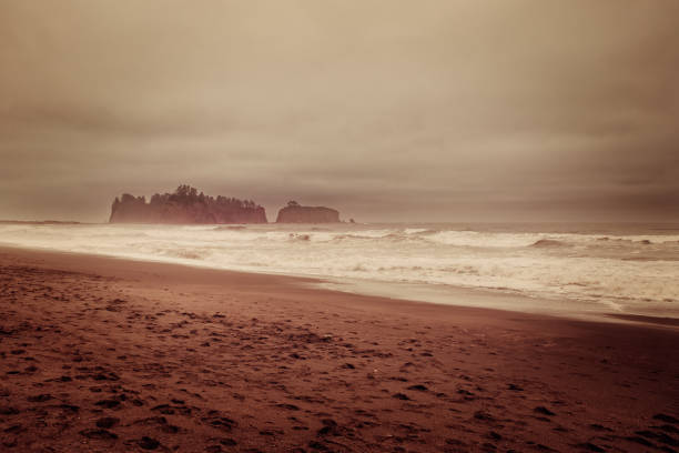 Dramatic sky over Ruby beach on the west coast, Washington USA