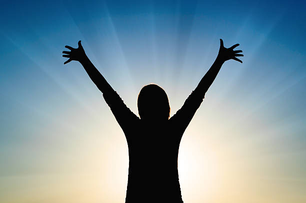 istock Beautiful girl silhouette on sky background 152178764