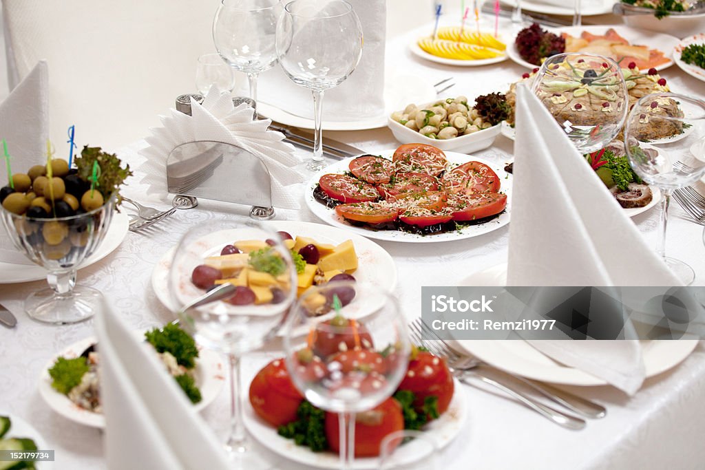 food at banquet table Arranging Stock Photo