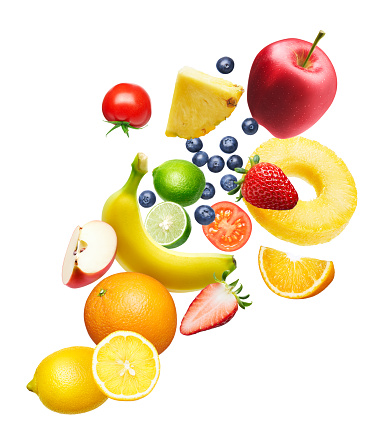Varios tipos de frutas aisladas sobre fondo blanco photo