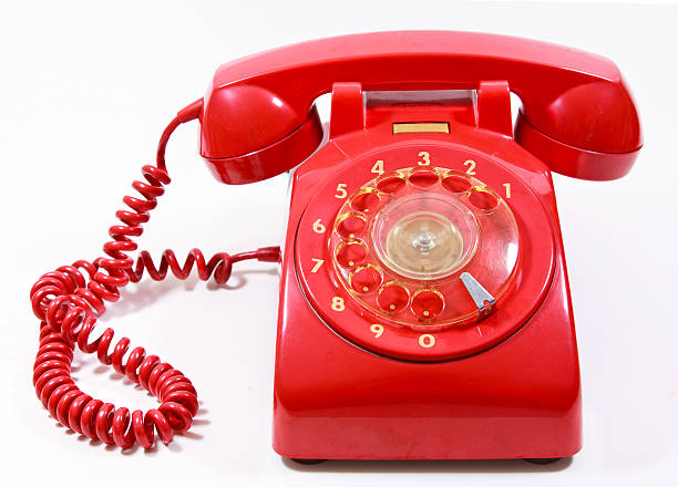 istock Classic 1970 - 1980 retro dial style red house telephone 152183143